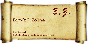 Biró Zolna névjegykártya